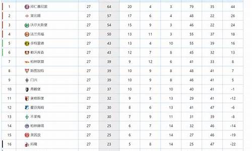 11德甲排名_德甲排名积分榜最新比分
